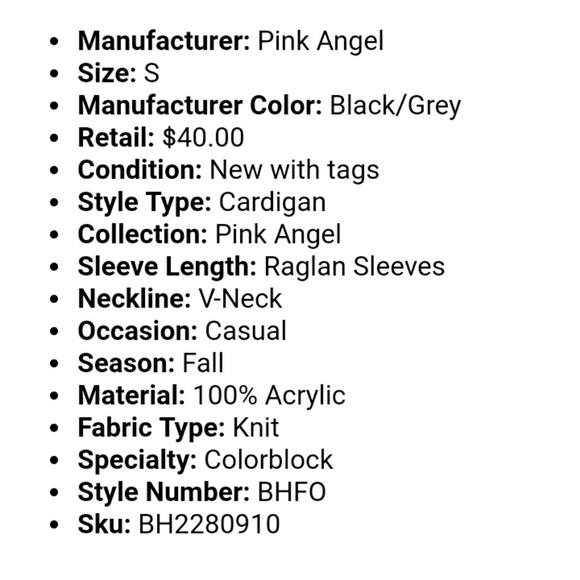 NWT Girls Pink Angel Varsity sweater Girls sm - Picture 3 of 3